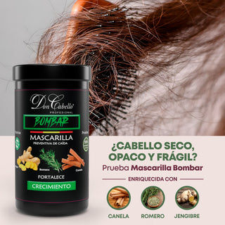 Don Cabello Bombar Mascarilla Preventiva de Caida con Romero, Canela Y Jengibre 1kg - Doncabellopro