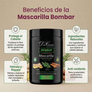 Don Cabello Bombar Mascarilla Preventiva de Caida con Romero, Canela Y Jengibre 1kg