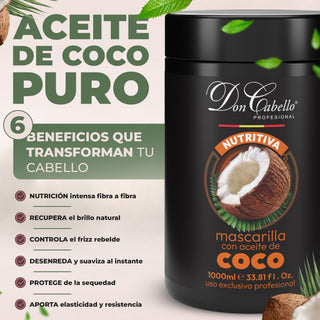 Don Cabello Mascarilla Capilar Nutritiva con Aceite de Coco – Hidratación Intensa – 1000 ml