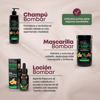 Don Cabello Pack Fortalecedor – Champú + Mascarilla Bombar con Romero, Jengibre y Canela (2x1000ml)
