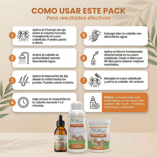 Pack Fortalecedor Intensivo Ajo – Cabello Débil (Champú + Mascarilla + Loción) Don Cabello