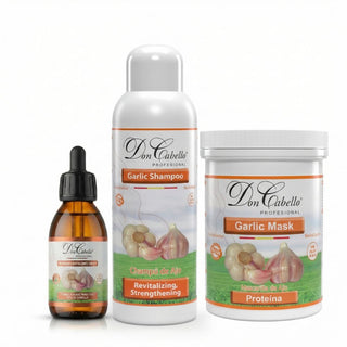 Pack Fortalecedor Intensivo Ajo – Cabello Débil (Champú + Mascarilla + Loción) Don Cabello