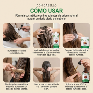 Don Cabello Pack Batana oil 3 Productos Champú Mascarilla y Aceite Nutrición y Brillo