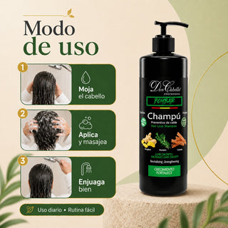 Don Cabello Champu Sin  Parabenos Anti-Caída con Romero, Canela y Jengibre 1000 ML