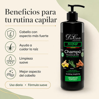 Don Cabello Champu Sin  Parabenos Anti-Caída con Romero, Canela y Jengibre 1000 ML