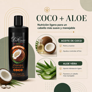Don Cabello Nourishing Shampoo Coconut &amp; Aloe Vera – Gentle Hydration and Natural Shine – 1000 ml
