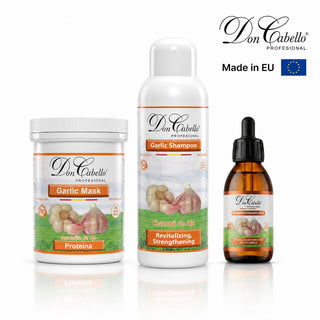 Pack Fortalecedor Intensivo Ajo – Cabello Débil (Champú + Mascarilla + Loción) Don Cabello
