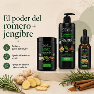 Pack Bombar Anticaída Intensivo Romero & Jengibre – Cabello Débil (Champú 1L + Mascarilla 1 kg + Loción 125 ml) Don Cabello