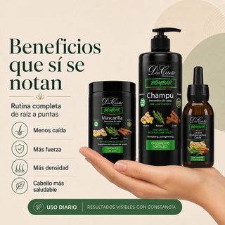Pack Bombar Anticaída Intensivo Romero & Jengibre – Cabello Débil (Champú 1L + Mascarilla 1 kg + Loción 125 ml) Don Cabello