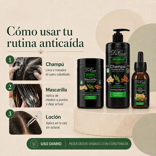 Pack Bombar Anticaída Intensivo Romero & Jengibre – Cabello Débil (Champú 1L + Mascarilla 1 kg + Loción 125 ml) Don Cabello