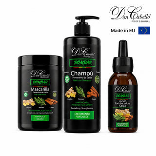 Pack Bombar Anticaída Intensivo Romero & Jengibre – Cabello Débil (Champú 1L + Mascarilla 1 kg + Loción 125 ml) Don Cabello