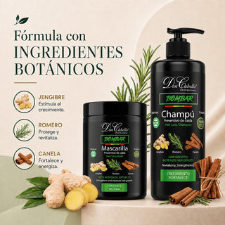Pack Bombar Anticaída Romero & Jengibre – Cabello Débil (Champú + Mascarilla) Don Cabello