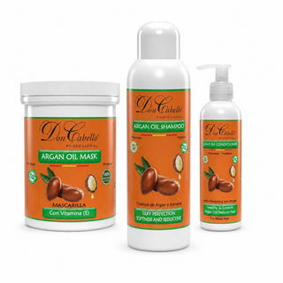Pack Hidratación Intensa Argán – Cabello Muy Seco (Champú + Mascarilla + Tratamiento) Don Cabello