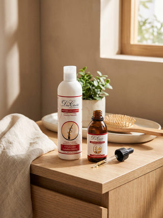 Pack Anticaída Proteínas Don Cabello sobre tocador de madera