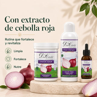 Pack Anticaída Intensivo Cebolla Roja – Caída Fuerte (Champú + Mascarilla + Loción) Don Cabello