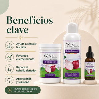 Pack Anticaída Intensivo Cebolla Roja – Caída Fuerte (Champú + Mascarilla + Loción) Don Cabello